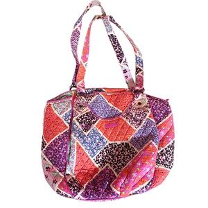 Vera Bradley Glenna Modern Medley Quilted Shoulder Bag Purse Tote Pink Purple